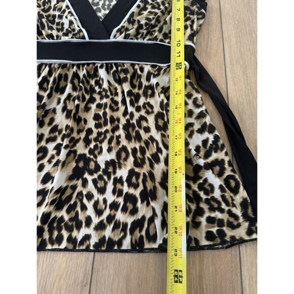 Speechless Y2K Babydoll Empire Waist Leopard Print Sleeveless Tie Back Top Sz S - Picture 5 of 12